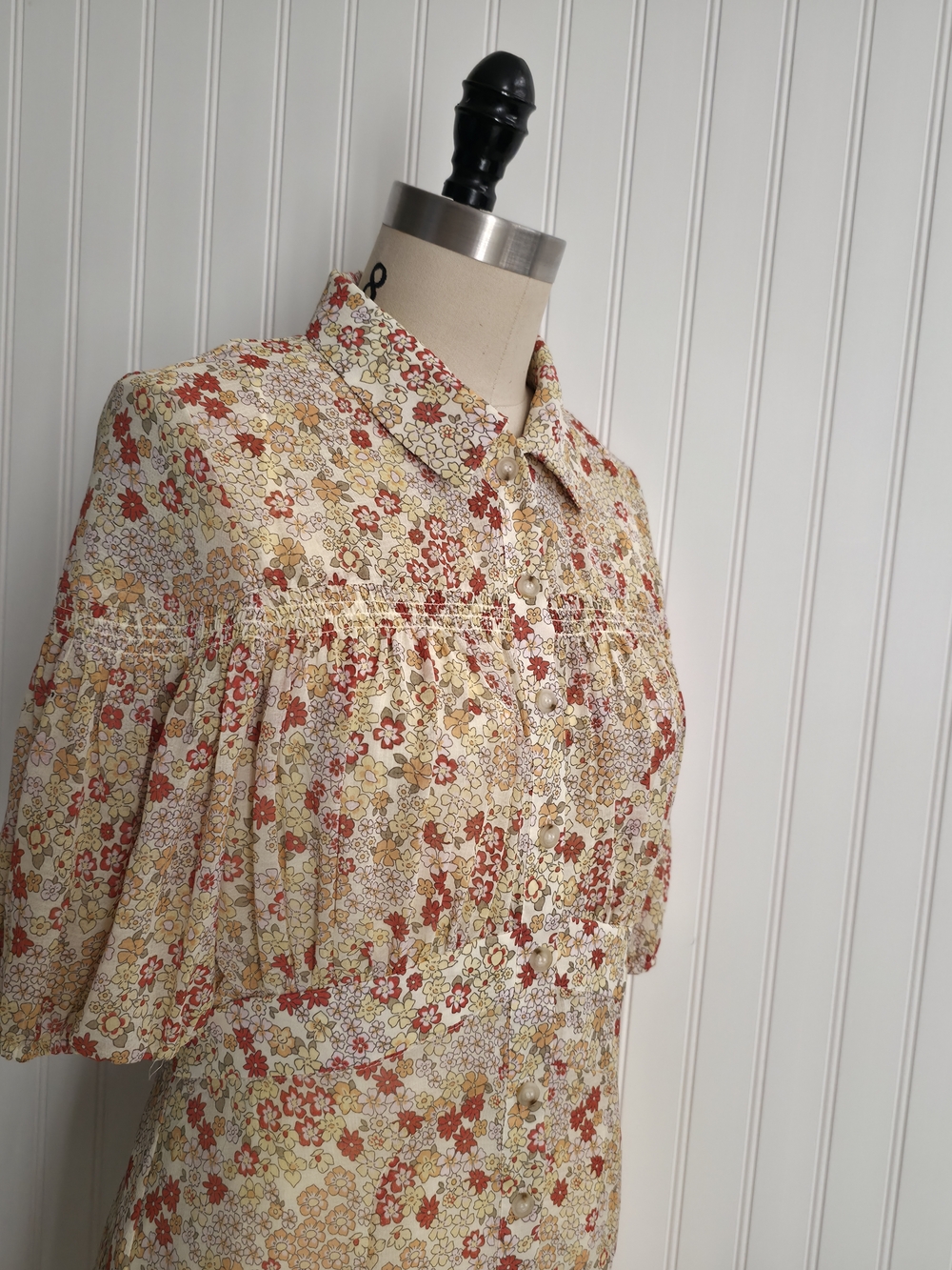NWT Free People Floral Mini Dress Button Front Cottagecore Size M - Picture 6 of 15